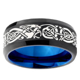 10mm Celtic Dragon Bevel Tungsten Carbide Blue Wedding Ring
