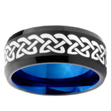 10mm Celtic Knot Love Bevel Tungsten Carbide Blue Wedding Ring