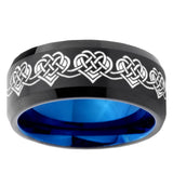 10mm Celtic Knot Heart Bevel Tungsten Carbide Blue Wedding Ring