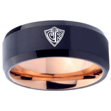 10mm CTR Design Bevel Tungsten Carbide Rose Gold Band Ring