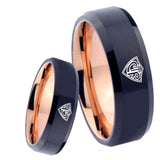 8mm CTR Design Bevel Tungsten Carbide Rose Gold Personalized Ring