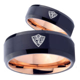His Hers CTR Designs Bevel Tungsten Rose Gold Promise Ring Sets