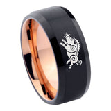 8mm Wild Boar Bevel Tungsten Carbide Rose Gold Men's Ring