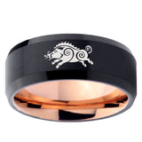 10mm Wild Boar Bevel Tungsten Rose Gold Mens Wedding Band