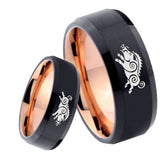 8mm Wild Boar Bevel Tungsten Carbide Rose Gold Men's Ring