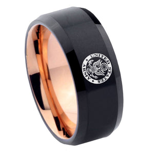 8mm U.S. Army Bevel Tungsten Carbide Rose Gold Men's Ring