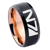 10mm N7 Design Bevel Tungsten Rose Gold Mens Wedding Band