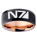 10mm N7 Design Bevel Tungsten Rose Gold Mens Wedding Band