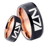 8mm N7 Design Bevel Tungsten Carbide Rose Gold Men's Ring