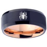 10mm Spiderman Bevel Tungsten Carbide Rose Gold Custom Ring for Men