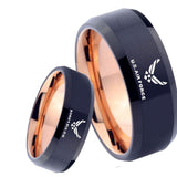 8mm US Air Force Bevel Tungsten Carbide Rose Gold Mens Band Ring