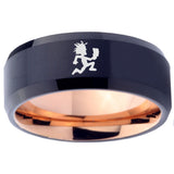 10mm Hatchet Man Bevel Tungsten Carbide Rose Gold Personalized Ring