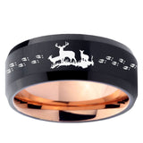 10mm Deer Hunting Bevel Tungsten Rose Gold Mens Wedding Band