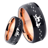 8mm Deer Hunting Bevel Tungsten Carbide Rose Gold Men's Ring