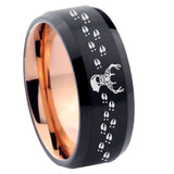 8mm Deer Antler Bevel Tungsten Carbide Rose Gold Men's Ring