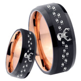 8mm Deer Antler Bevel Tungsten Carbide Rose Gold Men's Ring