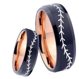 8mm Baseball Bevel Tungsten Carbide Rose Gold Men's Wedding Ring