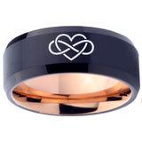 10mm Infinity Love Bevel Tungsten Carbide Rose Gold Men's Band Ring