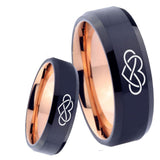 8mm Infinity Love Bevel Tungsten Carbide Rose Gold Promise Rings