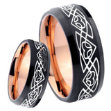 8mm Celtic Braided Bevel Tungsten Carbide Rose Gold Men's Ring