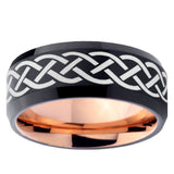 10mm Celtic Knot Bevel Tungsten Rose Gold Mens Wedding Band