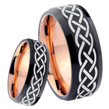 8mm Celtic Knot Bevel Tungsten Carbide Rose Gold Men's Ring