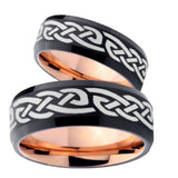 His Hers Celtic Knot Infinity Loves Bevel Tungsten Rose Gold Custom Ring Set for Men