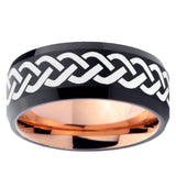 10mm Laser Celtic Knot Bevel Tungsten Rose Gold Mens Wedding Band