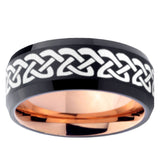 10mm Celtic Knot Love Bevel Tungsten Rose Gold Mens Wedding Band