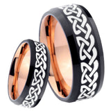 8mm Celtic Knot Love Bevel Tungsten Carbide Rose Gold Men's Ring