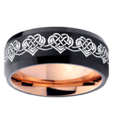 10mm Celtic Knot Heart Bevel Tungsten Rose Gold Mens Wedding Band