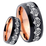 8mm Celtic Knot Heart Bevel Tungsten Carbide Rose Gold Men's Ring