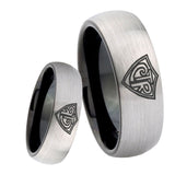 8mm CTR Design Dome Tungsten Carbide Silver Black Mens Ring Engraved