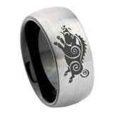 10mm Wild Boar Dome Tungsten Carbide Silver Black Engagement Ring