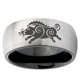 10mm Wild Boar Dome Tungsten Carbide Silver Black Engagement Ring