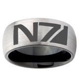 10mm N7 Design Dome Tungsten Carbide Silver Black Engagement Ring