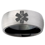 10mm Medical Alert Dome Tungsten Carbide Silver Black Promise Rings