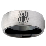 10mm Spiderman Dome Tungsten Carbide Silver Black Wedding Band Mens