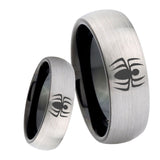 8mm Spiderman Dome Tungsten Carbide Silver Black Mens Promise Ring