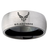 10mm US Air Force Dome Tungsten Carbide Silver Black Personalized Ring