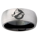 10mm Ghostbusters Dome Tungsten Carbide Silver Black Wedding Ring