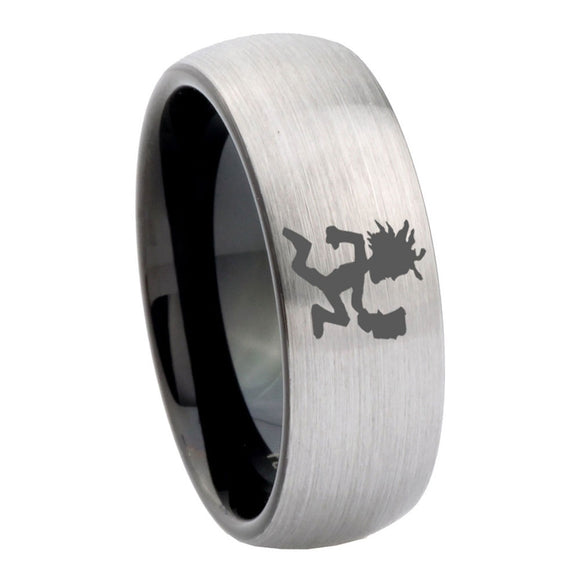 10mm Hatchet Man Dome Tungsten Carbide Silver Black Mens Band Ring