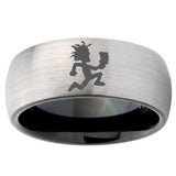 10mm Hatchet Man Dome Tungsten Carbide Silver Black Mens Band Ring