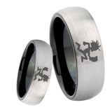 8mm Hatchet Man Dome Tungsten Carbide Silver Black Promise Ring