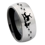 8mm Deer Hunting Dome Tungsten Carbide Silver Black Wedding Band Mens