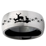 10mm Deer Hunting Dome Tungsten Carbide Silver Black Engagement Ring