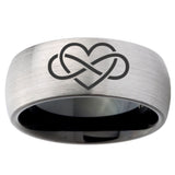 10mm Infinity Love Dome Tungsten Carbide Silver Black Men's Wedding Ring