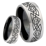 8mm Celtic Braided Dome Tungsten Carbide Silver Black Wedding Band Mens