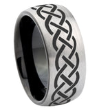 10mm Celtic Knot Dome Tungsten Carbide Silver Black Engagement Ring