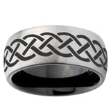 10mm Celtic Knot Dome Tungsten Carbide Silver Black Engagement Ring